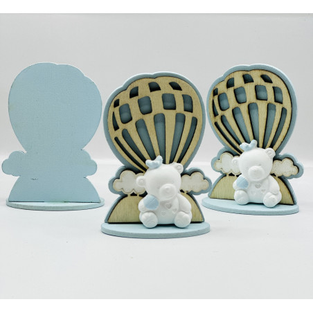 مجسم خشبي دب مع منطاد