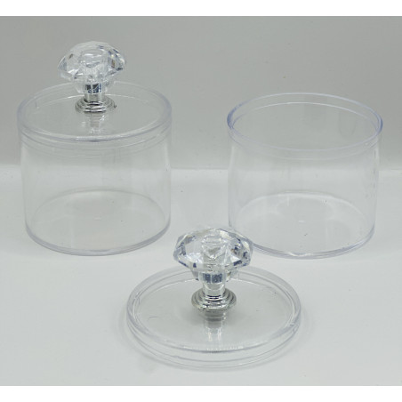 علبة اكريليك مدور غطى فضي