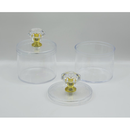 علبة اكريليك مدور غطى ذهبي